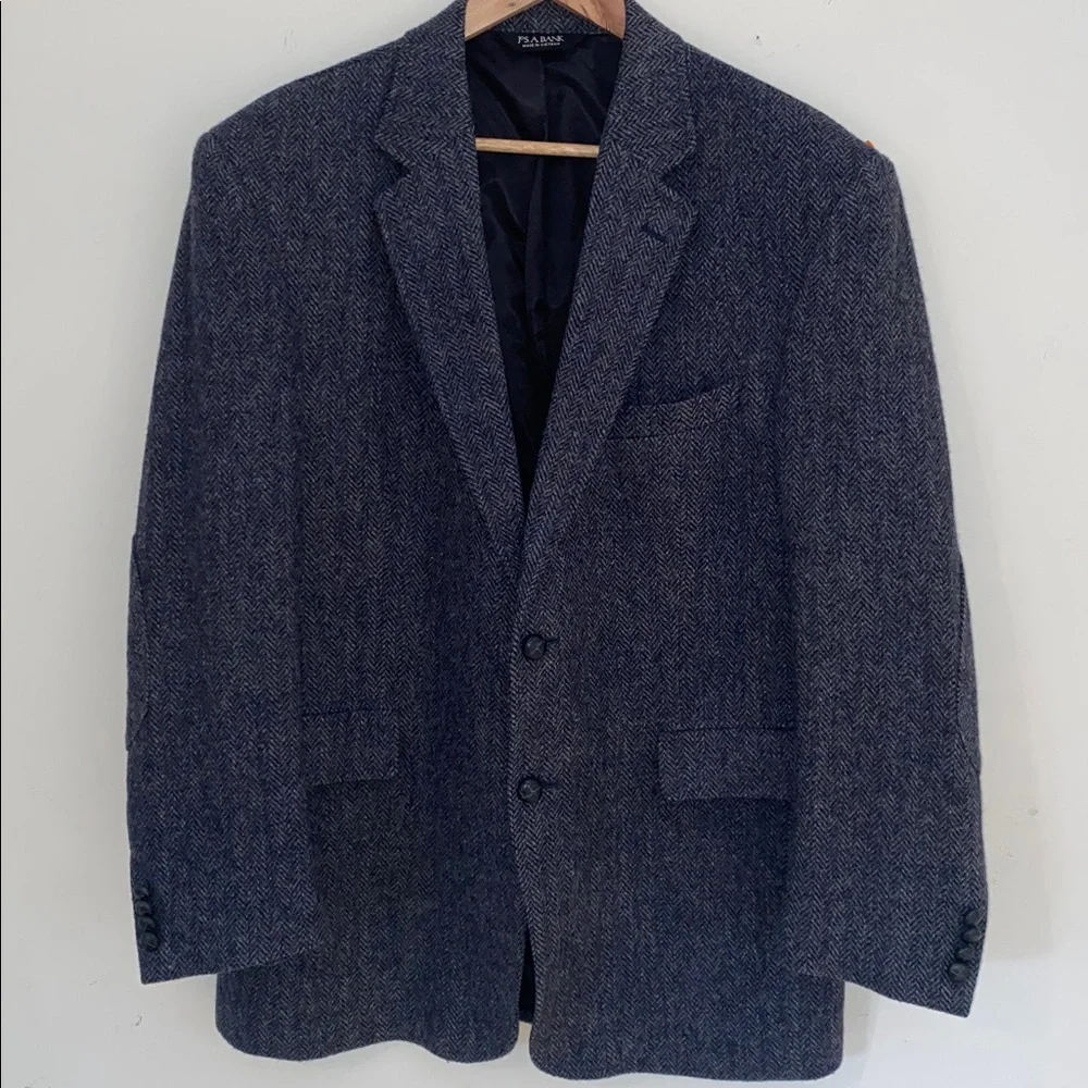 Jos. A. Bank 100% wool herringbone navy gray tweed blaze Sz 42R